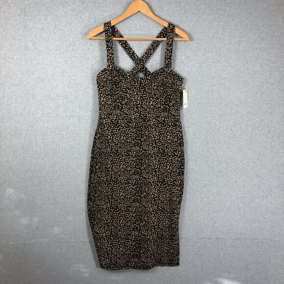 NWT Audrey Parks Francesca's Cheeta Print Sweater Dress Sweetheart Size XL - Picture 1 of 8